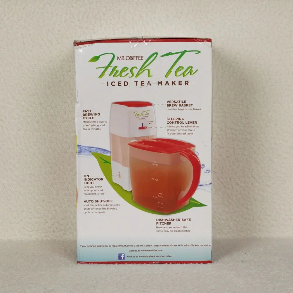 Mr. Coffee Iced Tea Maker 3 Quart Red Model TM75RS Brew Tea Bags or Tea Leaves